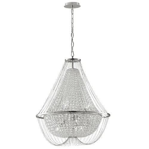 Sospensione 6 luci in cristalli K9 metallo cromo D.60cm 6XE14 non incl. VIENNA Sospensione 6 luci in cristalli K9 metallo cromo D.60cm 6XE14 non incl. VIENNA